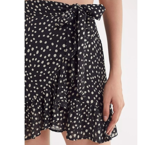 Urban Outfitters Dresses & Skirts - Urban Outfitters Ruffle Trim Rara Polka-Dot Mini-Skirt XL Black Tan Whimsigoth